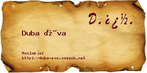 Duba Éva névjegykártya